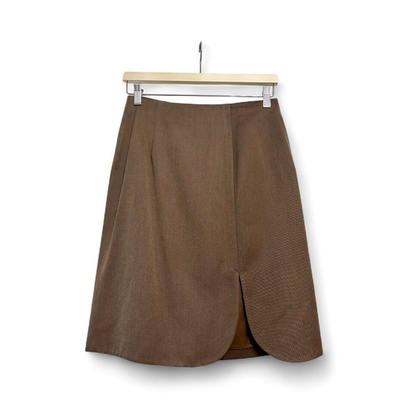 Giorgio Armani Le Collezioni Pure New Wool Brown Skirt Preppy Academia Size 6 - Picture 2 of 8